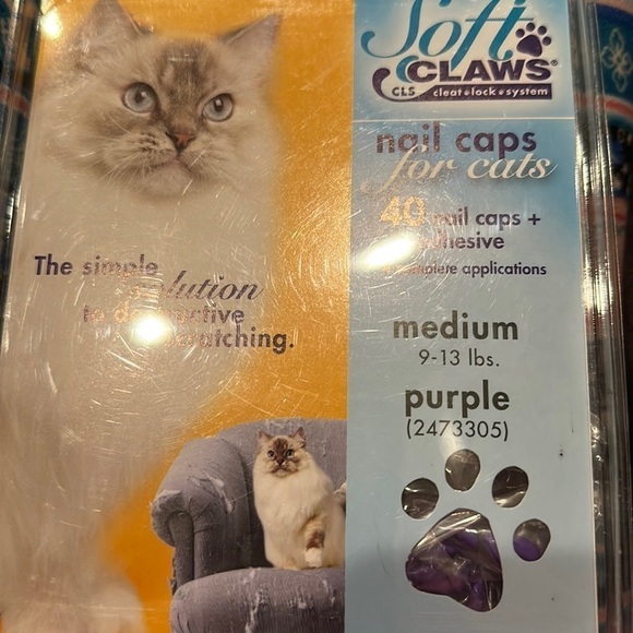NEW In Package purple Soft Claws Nail Caps Covers for Cats size medium 9-13 lbs - Picture 1 of 2